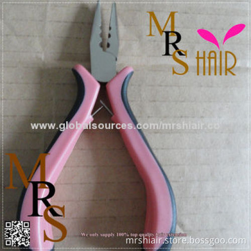 Extensions plier hair accessories, pink stainless steel bent flat plier for micro ring loop hair